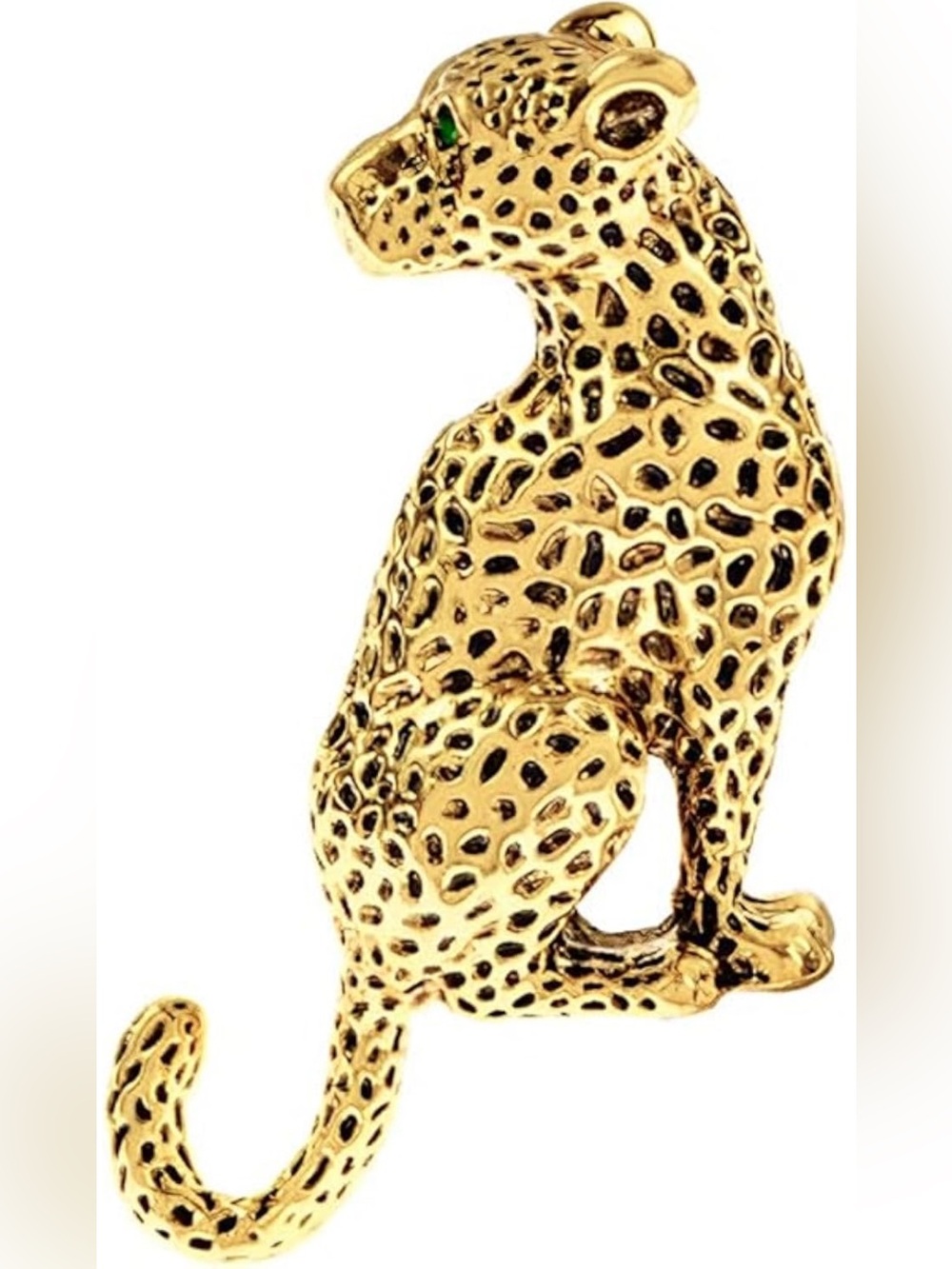 Vintage Gold Leopard Brooch with Green Eye - Picture 4 of 6
